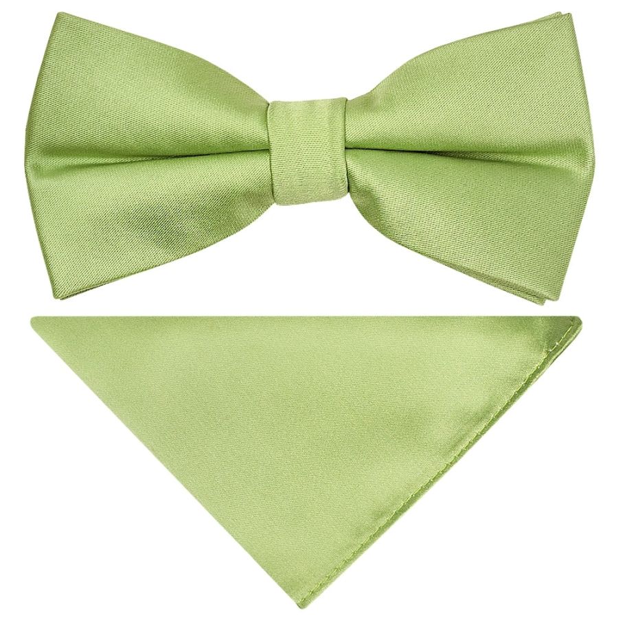 Pre Tied Light Sage Boys Bow Tie and Pocket Square Set Age 4-7