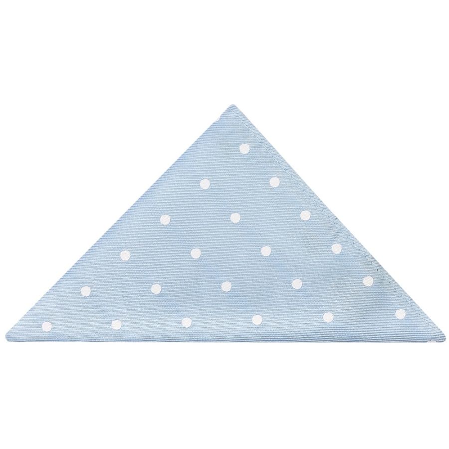 Light Blue Large White Spot Pocket Square