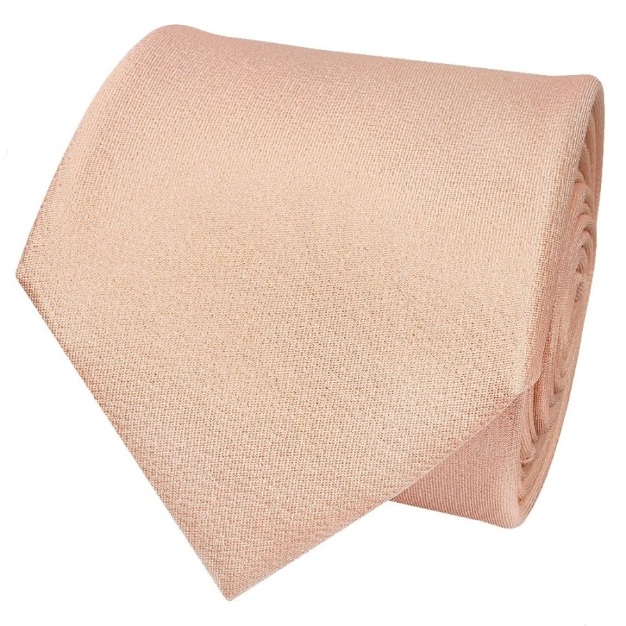 Plain Pale Peach Silk Classic Men's Tie and Pocket Square Set