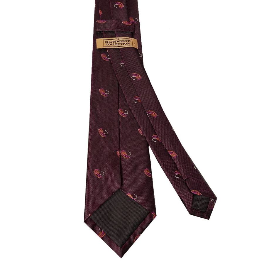 Burgundy Fly Fishing Silk Classic Men's Tie