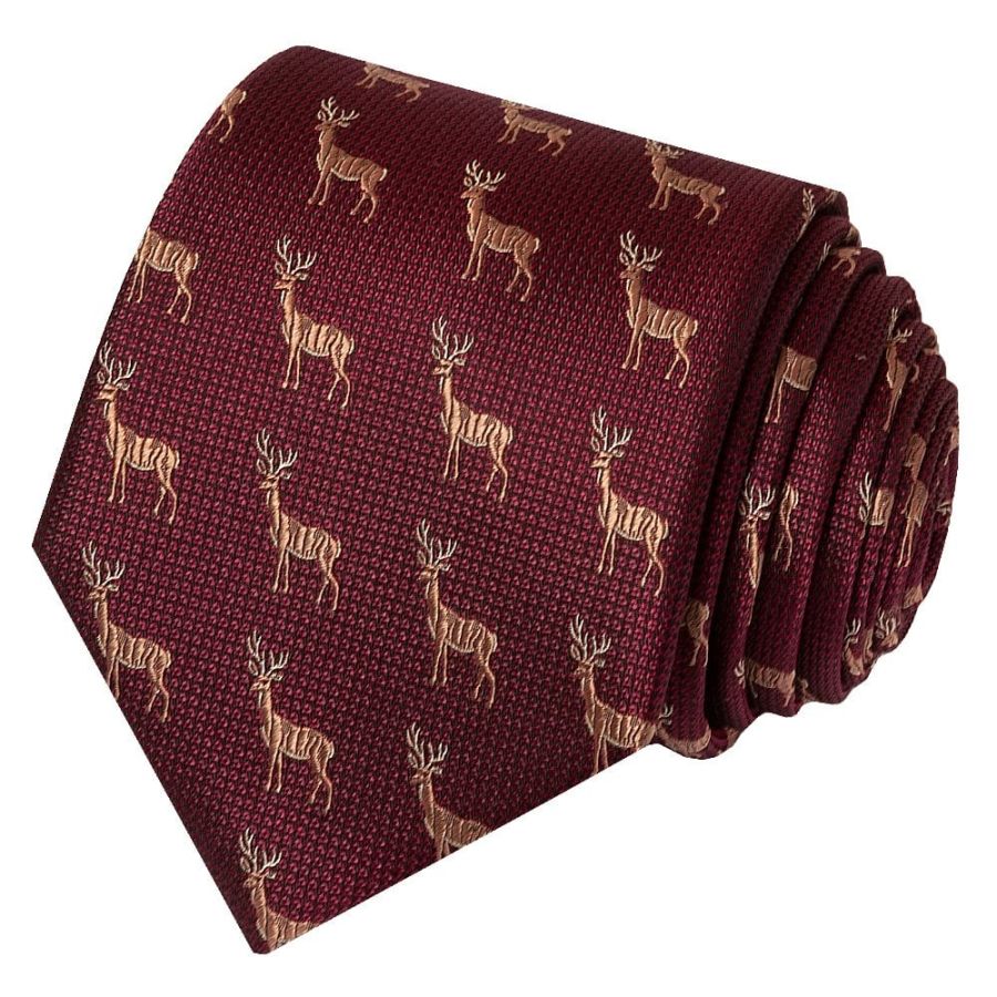 Burgundy Deer Silk Classic Men's Tie