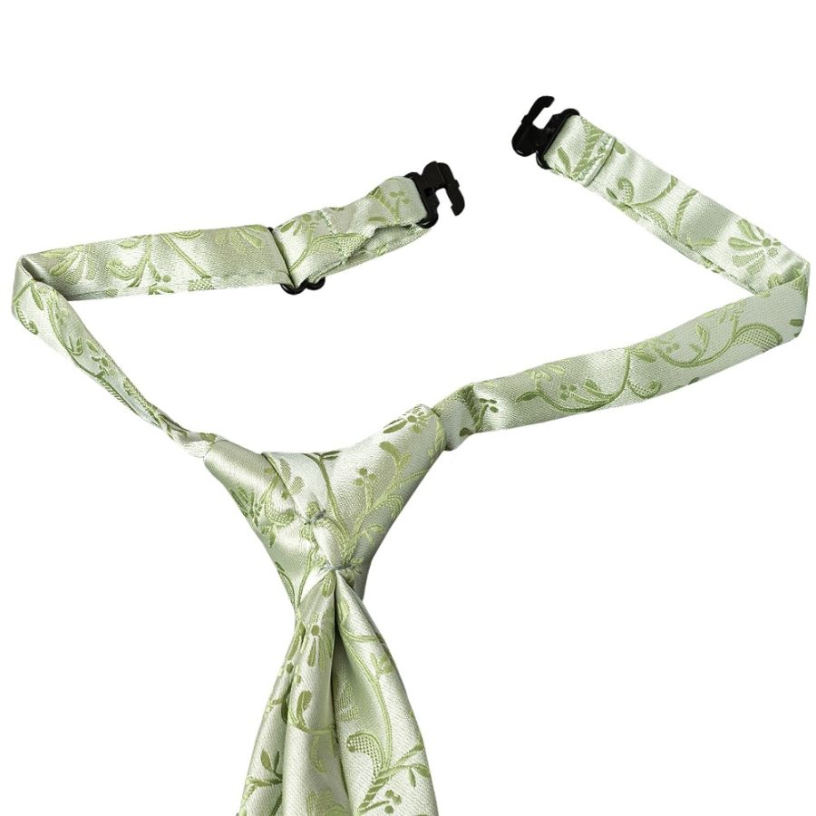 Pre Tied Sage Green Floral Boys Tie Age 4-7