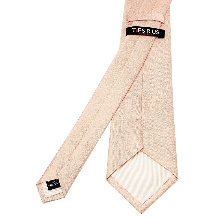 Plain Nude Silk Classic Men's Tie and Pocket Square Set