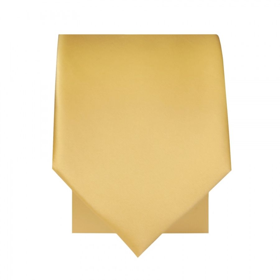 Plain Gold Satin Skinny Men's Tie and Pocket Square Set