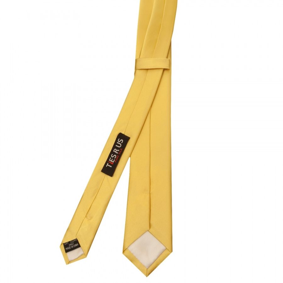 Plain Gold Satin Silk Skinny Men's Tie