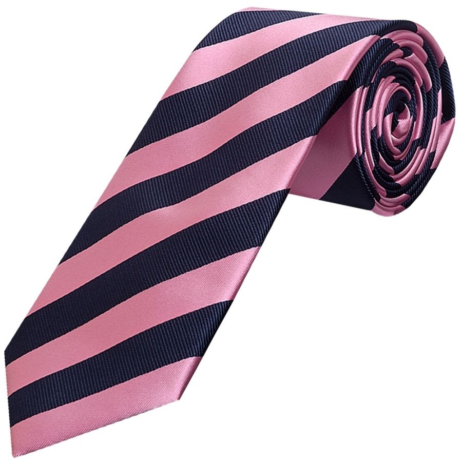 Navy and Pink Striped Classic Men's Tie