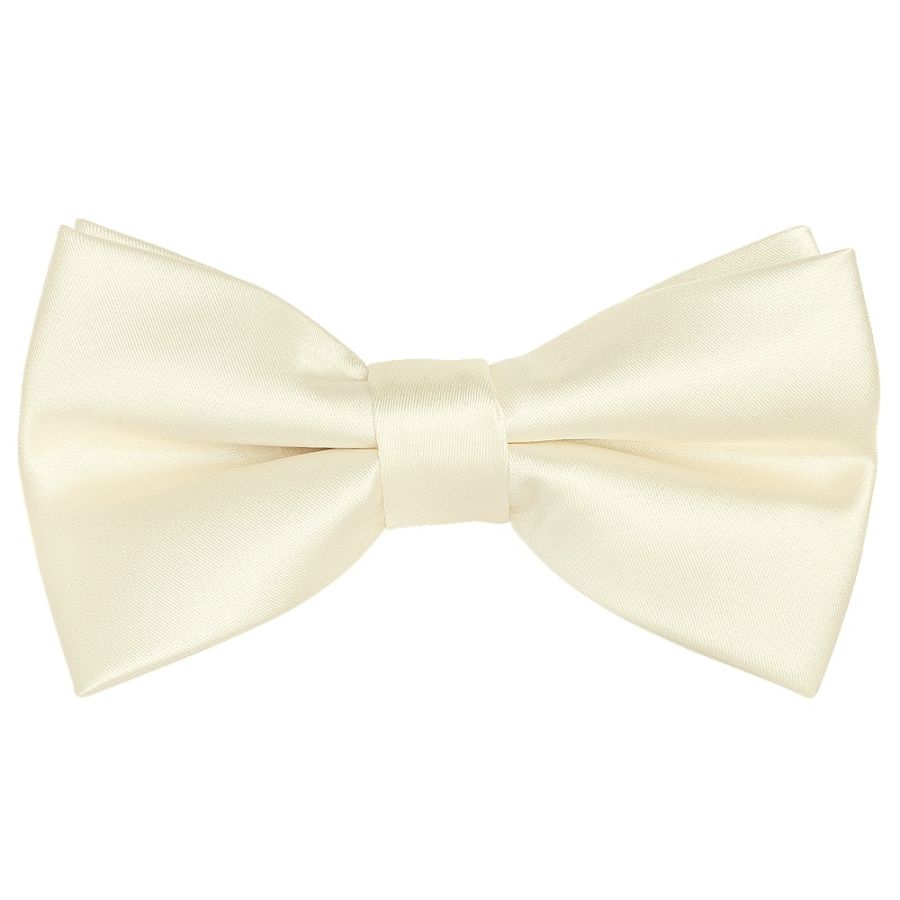 Pre Tied Off White Satin Boys Bow Tie and Pocket Square Set Age 4-7