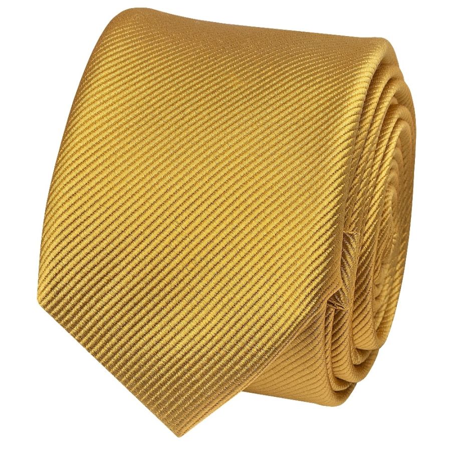 Mustard Yellow Silk Twill Skinny Mens Tie