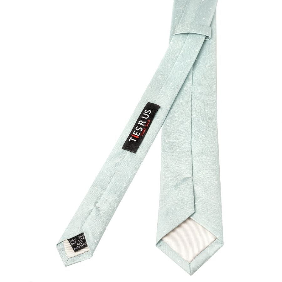 Duck Egg with White Spot Silk Skinny Tie 