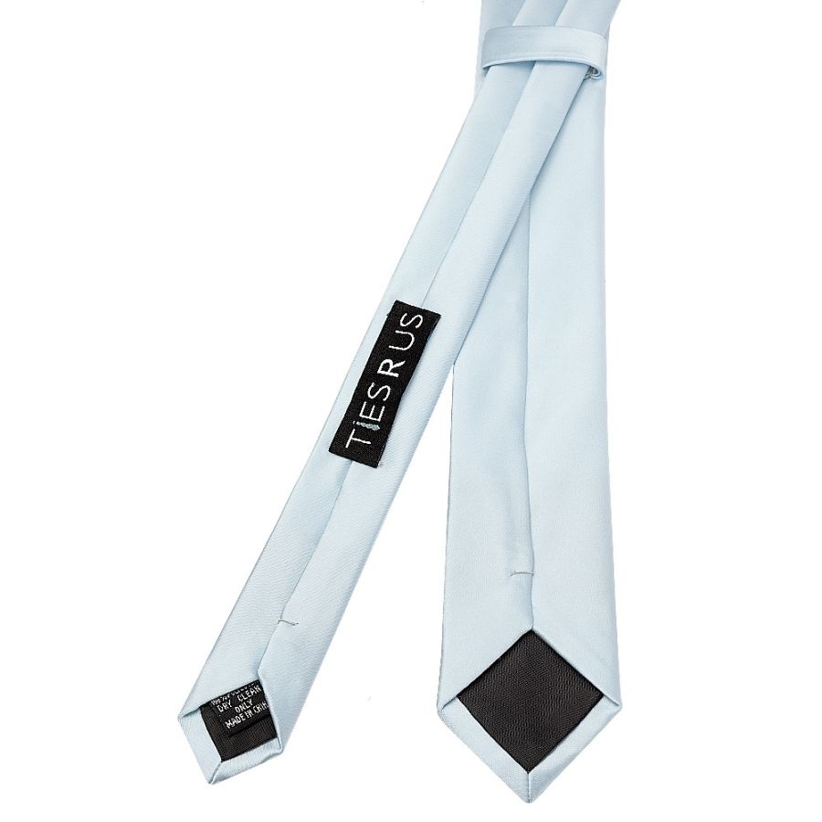 Plain Misty Blue Boys Satin Skinny Tie