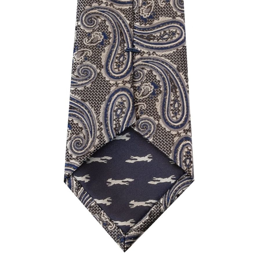 Grey Paisley Classic Men's Silk Tie