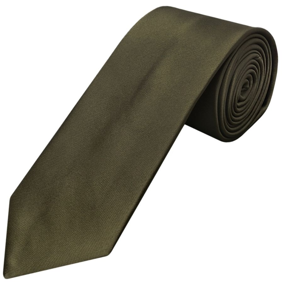 Plain Leaf Green Satin Classic Men's Tie and Pocket Square Set
