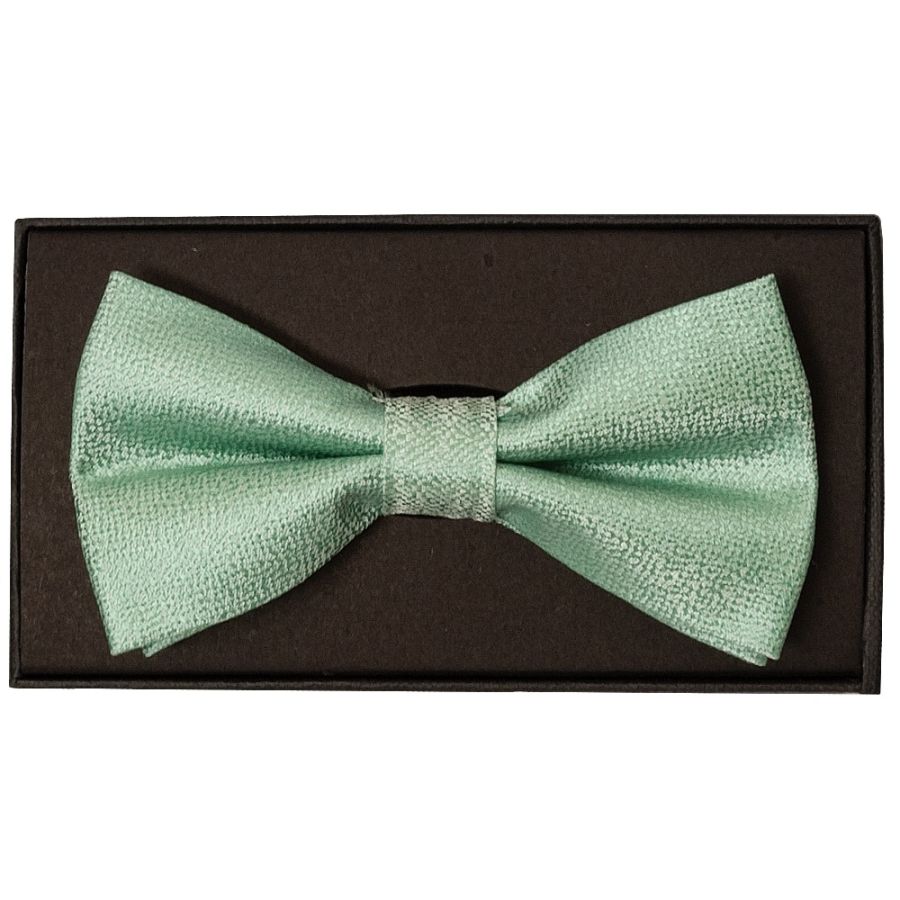 Plain Green Textured Silk Mens Bow Tie