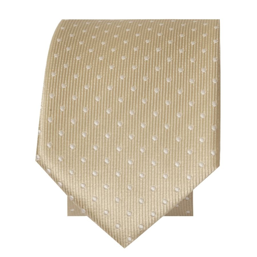Champagne and White Polka Dot Skinny Boys's Tie