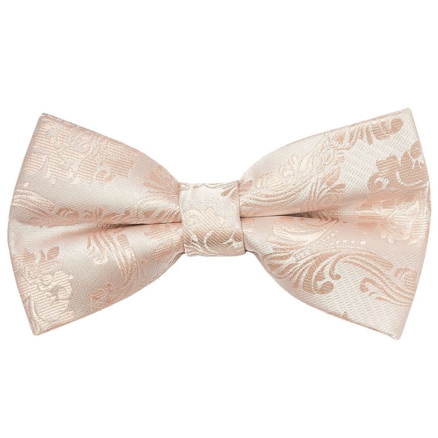 Pre Tied Nude Paisley Boys Bow Tie and Pocket Square