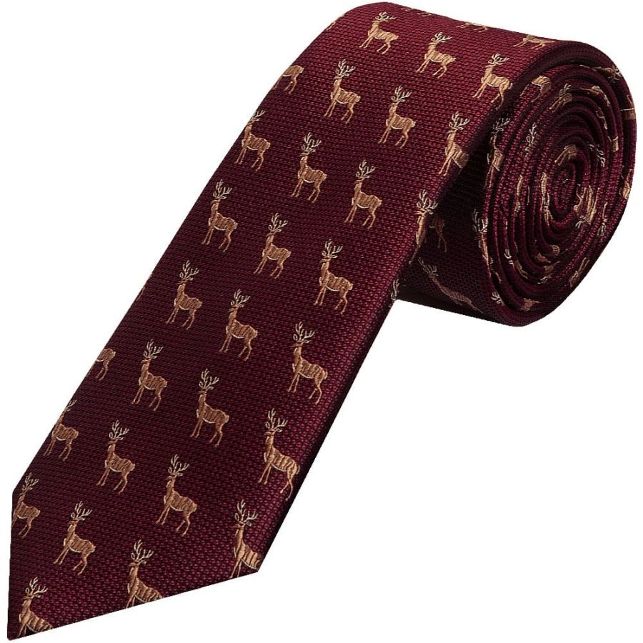 Burgundy Deer Silk Classic Men's Tie
