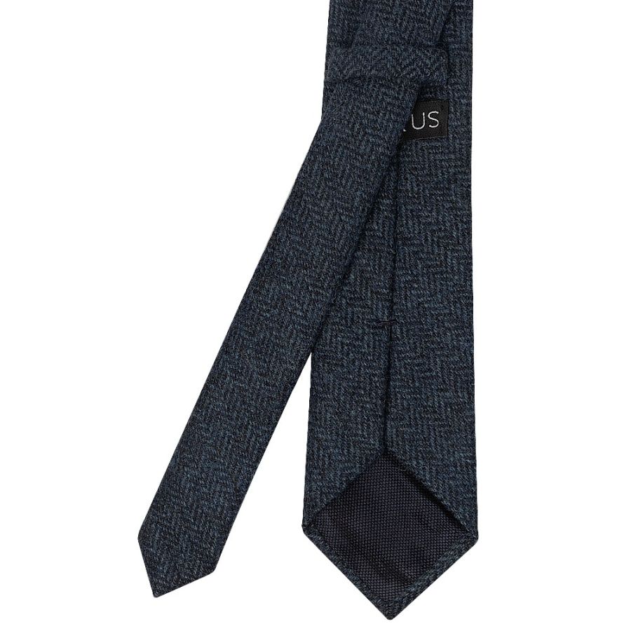 Mens Blue Herringbone Classic Tie