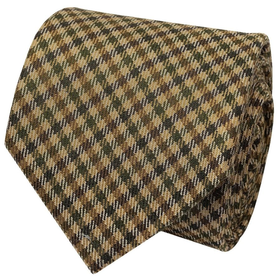 Mens Green Gingham Classic Tie and Pocket Square Set