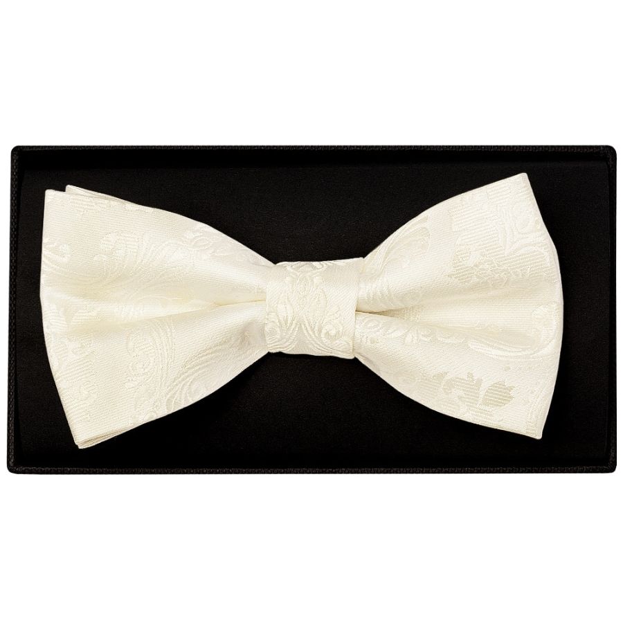 Ivory Paisley Handmade Mens Bow Tie