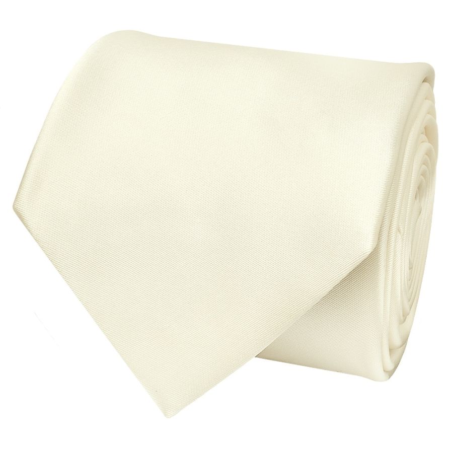 Plain Off White Satin Classic Men's Tie and Pocket Square Set