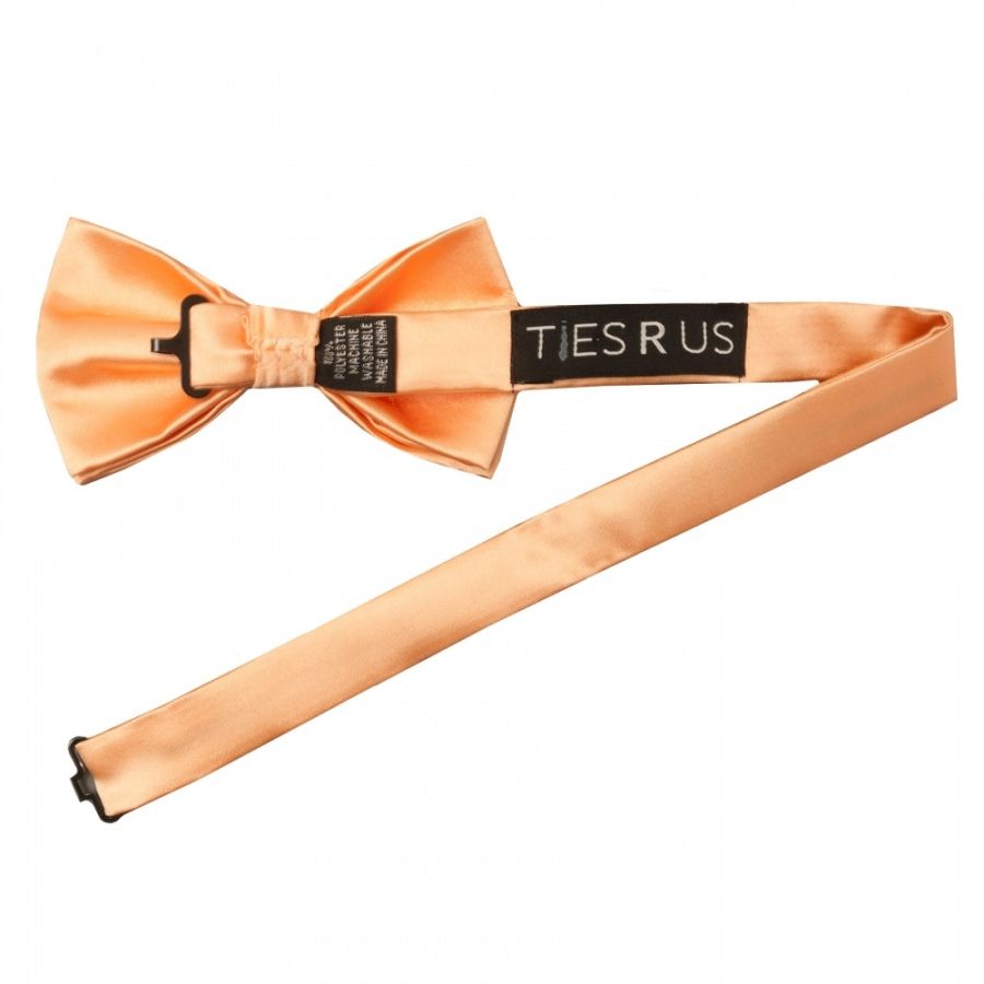Plain Peach Handmade Mens Bow Tie and Pocket Square Set