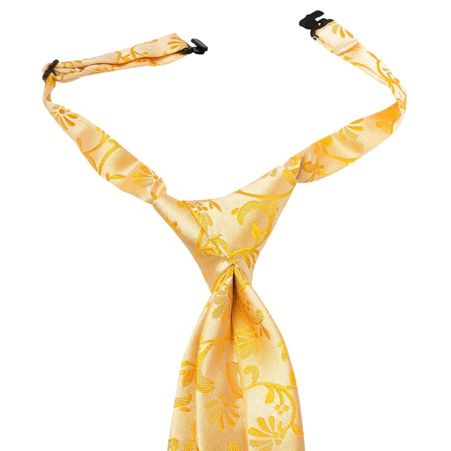 Pre Tied Bright Yellow Floral Boys Tie Age 4-7