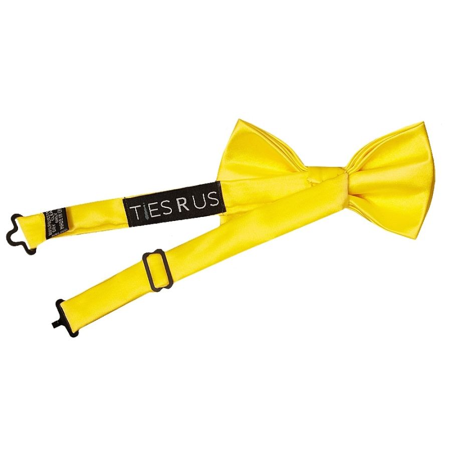 Pre Tied Sunshine Yellow Satin Boys Bow Tie Age 4-7