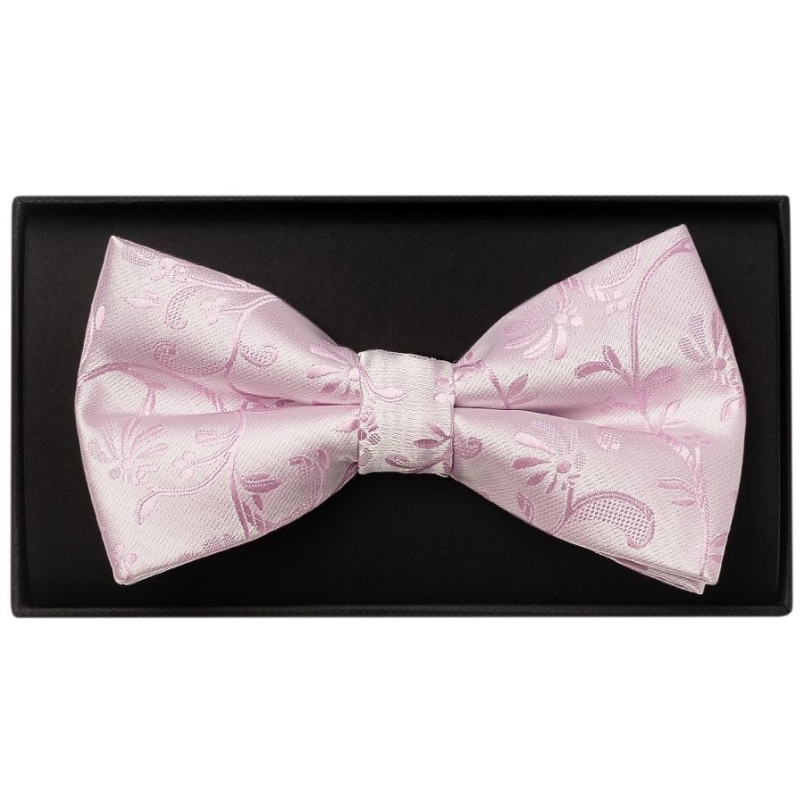 Light Dusty Pink Floral Handmade Mens Bow Tie and Pocket Square Set
