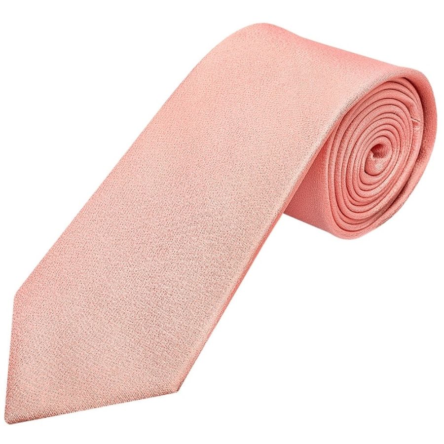 Plain Salmon Peach  Silk Classic Men's Tie and Pocket Square Set