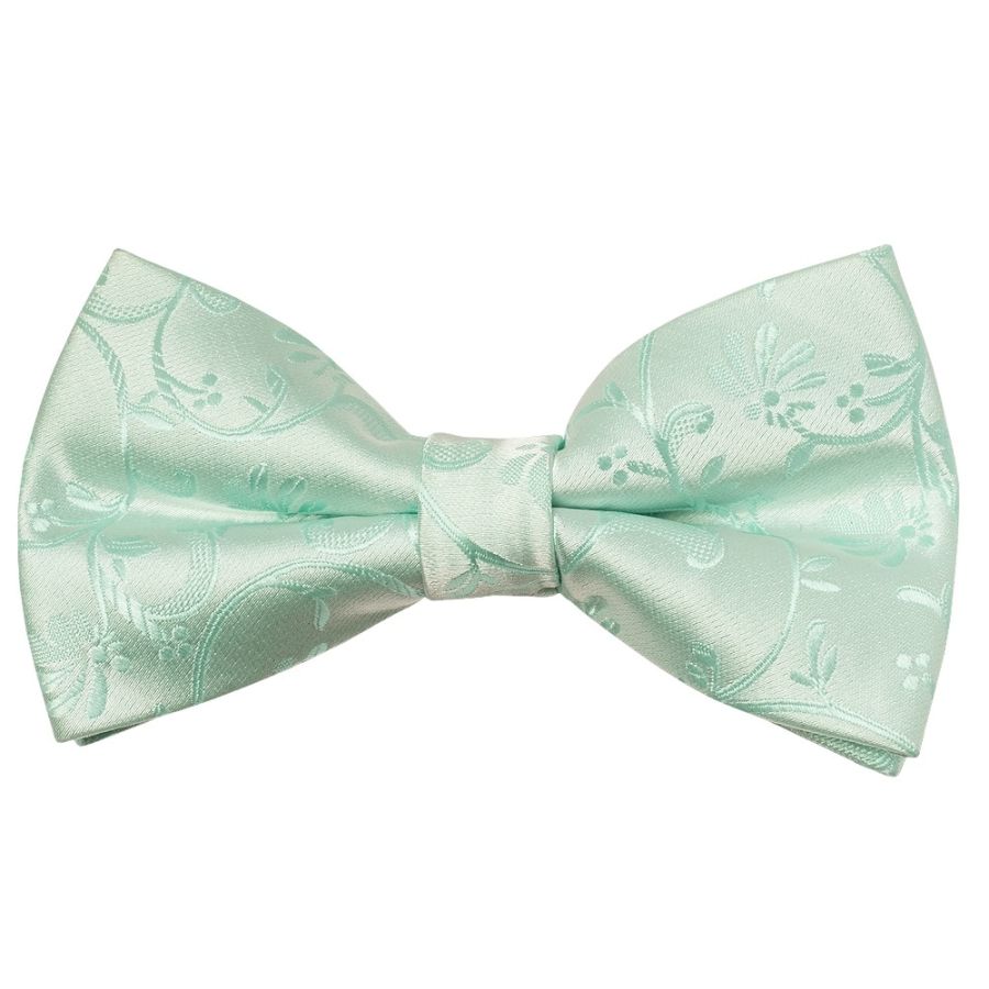Pre Tied Mint Green Floral Boys Bow Tie Age 8-11