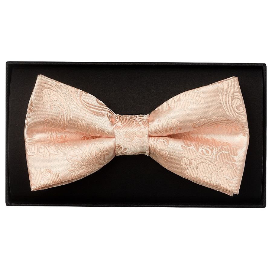 Light Peach Paisley Handmade Mens Bow Tie