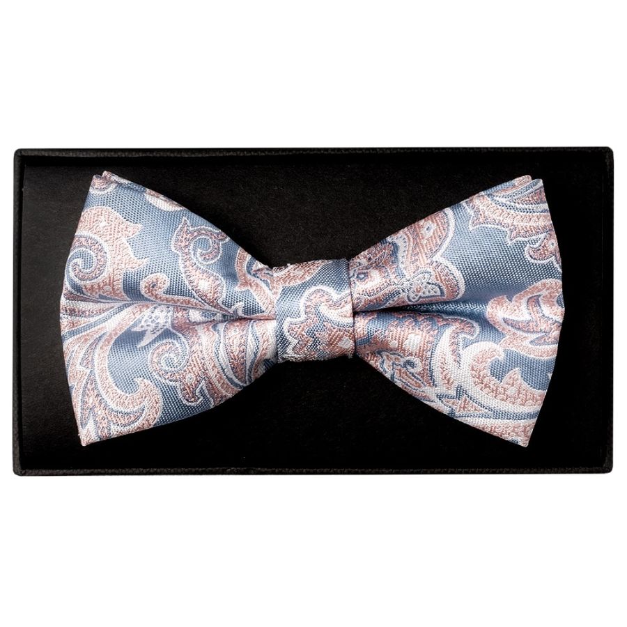 Blue and Pink Paisley Handmade Mens Bow Tie 