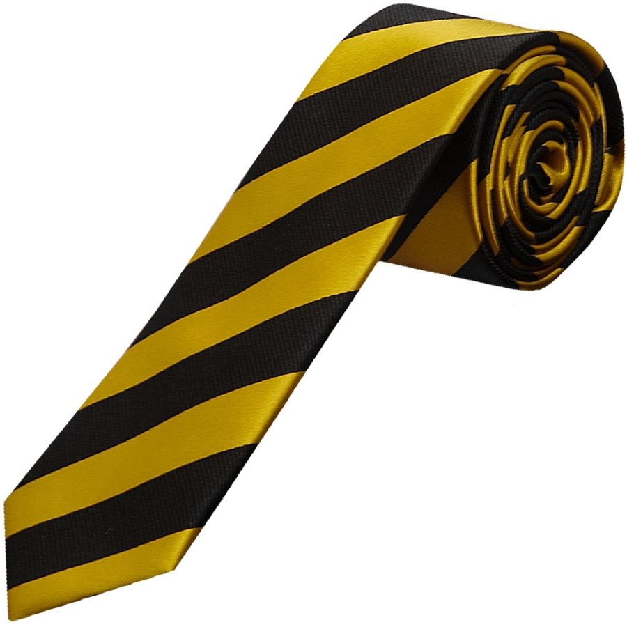 Black and Gold Striped Skinny Men's Tie