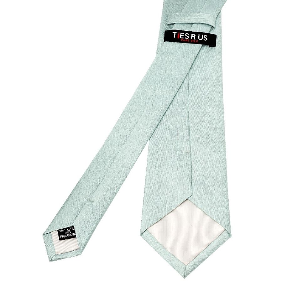 Plain Seafoam Blue Silk Classic Men's Tie and Pocket Square Set