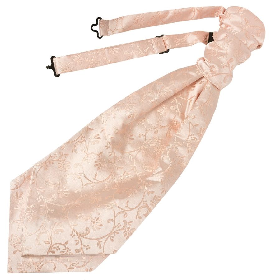 Light Peach Floral Men's Cravat Tie and Pocket Square Set