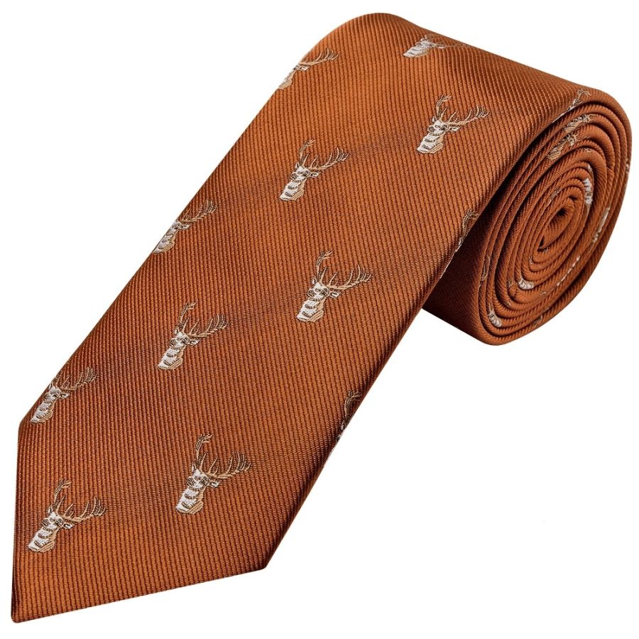 Burnt Orange Deer Head Classic Men's Tie