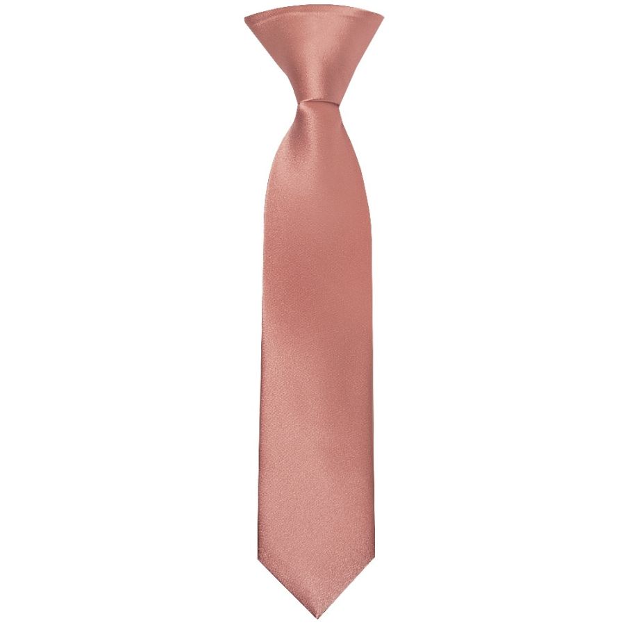 Pre Tied Dusty Rose Satin Silk Boys Tie Age 4-7