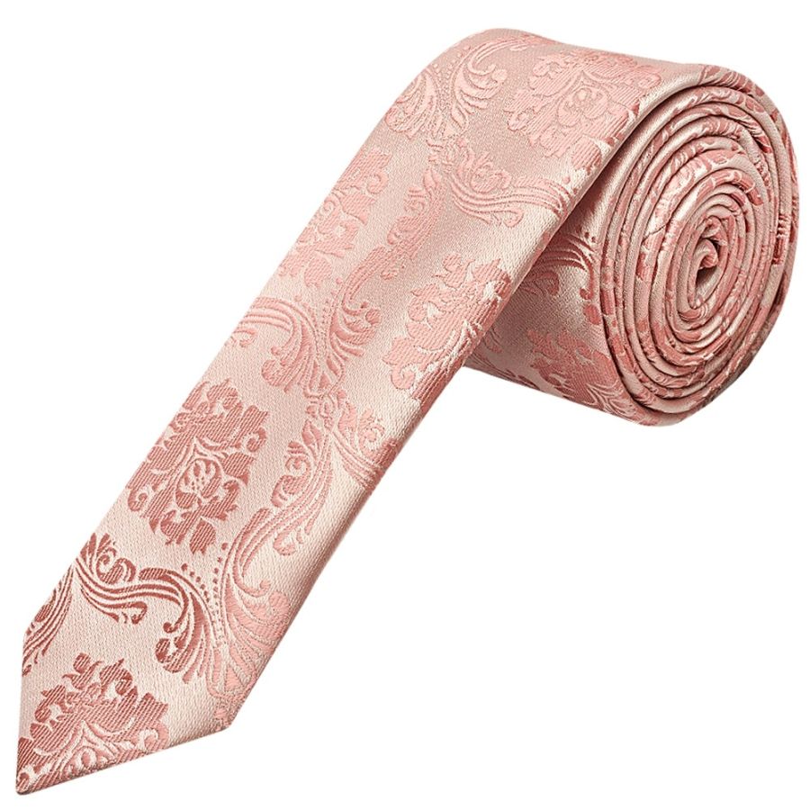 Rose Gold Paisley Skinny Men's Tie