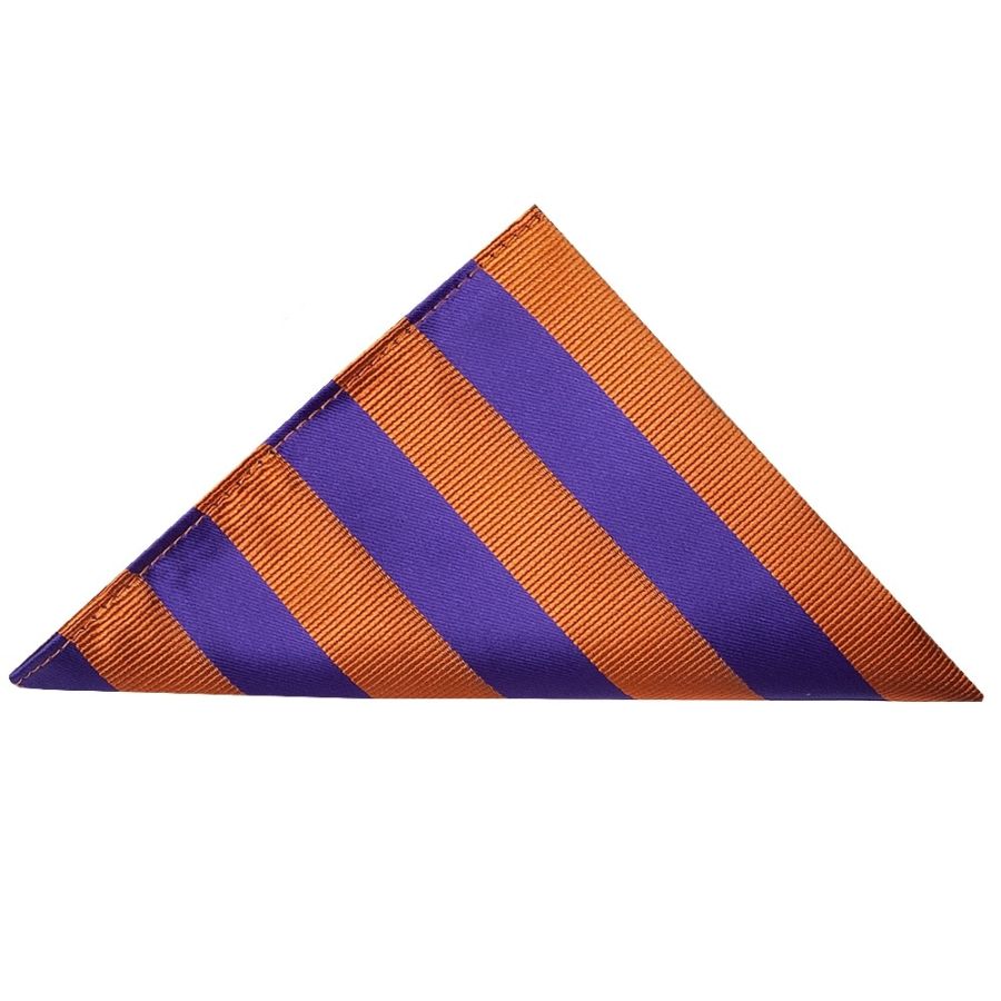 Purple and Orange Striped Classic Men's Tie and Pocket Square Set