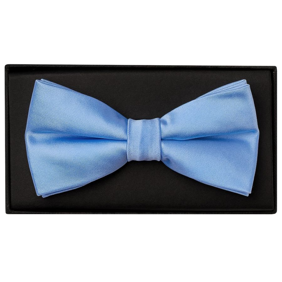 Plain Steel Blue Satin Handmade Mens Bow Tie