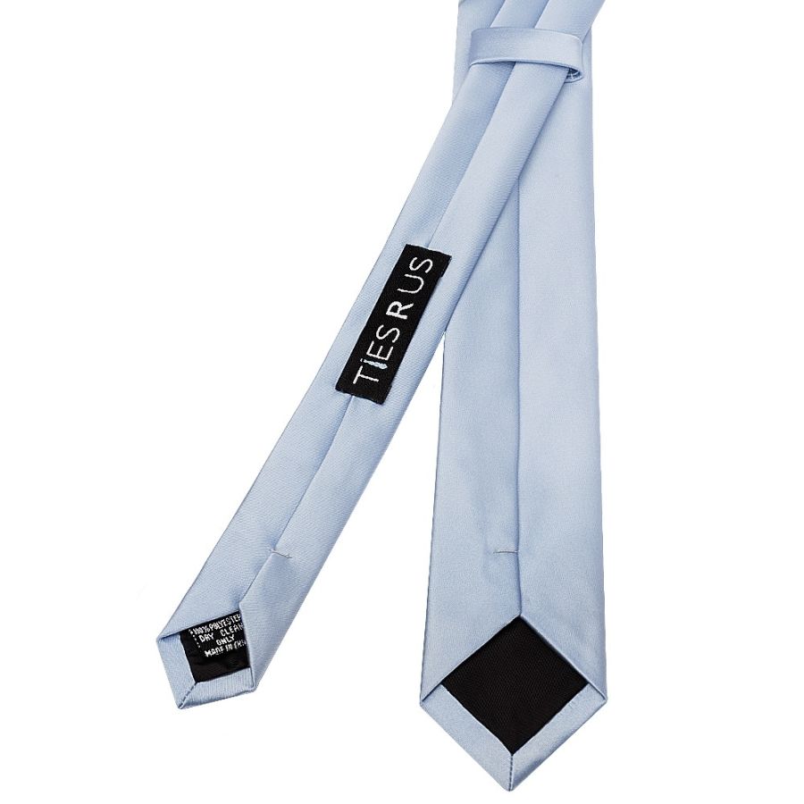 Plain Dusty Blue Satin Skinny Men's Tie