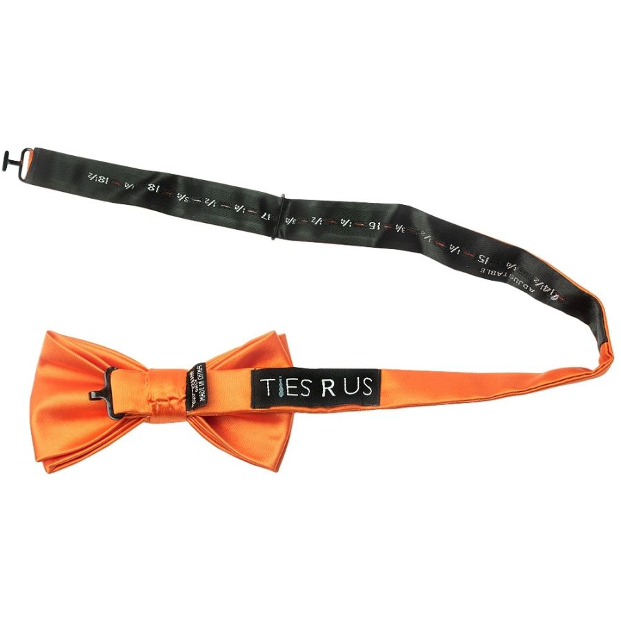 Plain Orange Hand Made Mens Bow Tie and Pocket Square Set