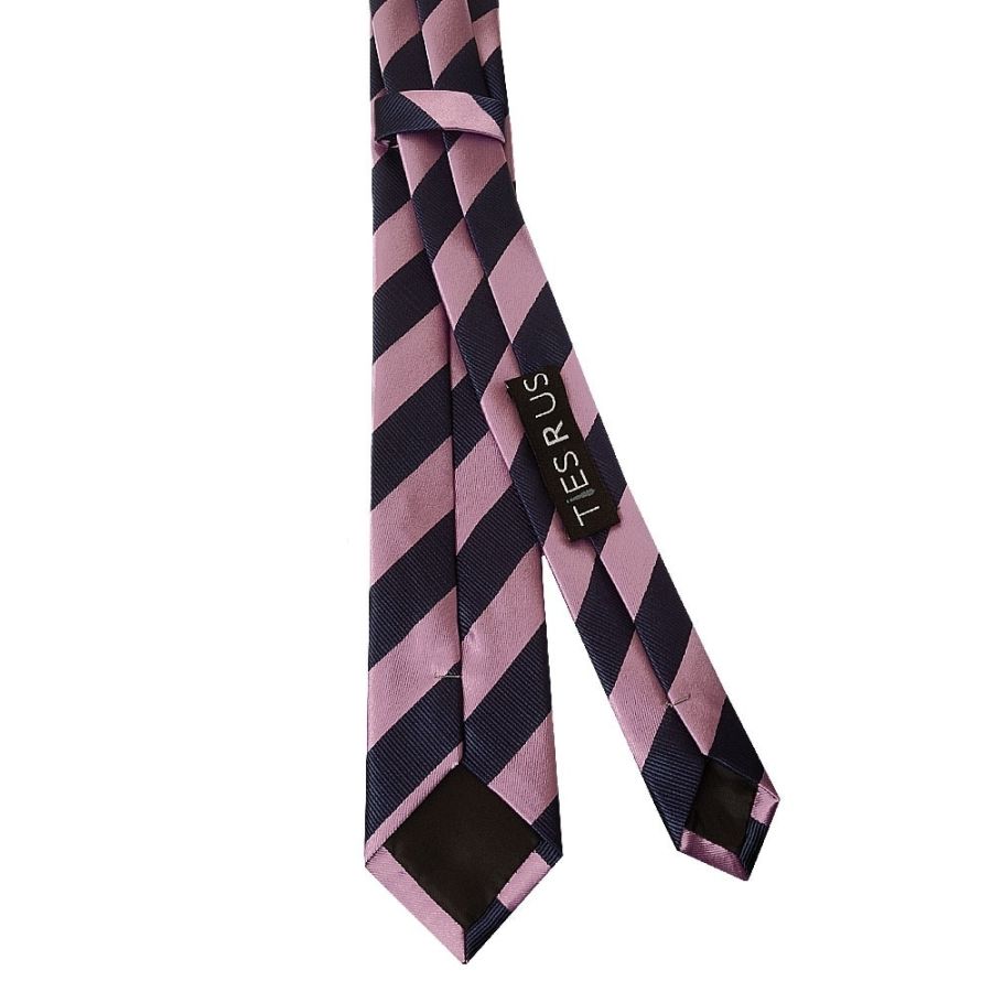 Navy and Lilac Striped Skinny Men's Tie and Pocket Square Set