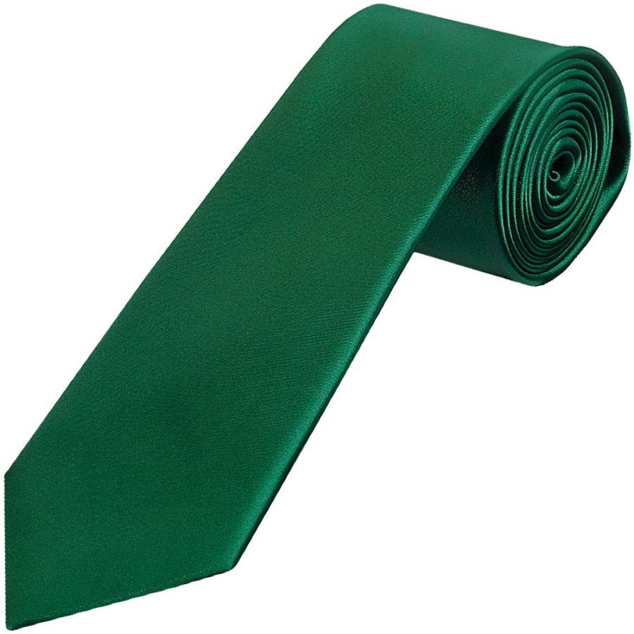 Plain Forest Green Satin Classic Men's Tie and Pocket Square Set
