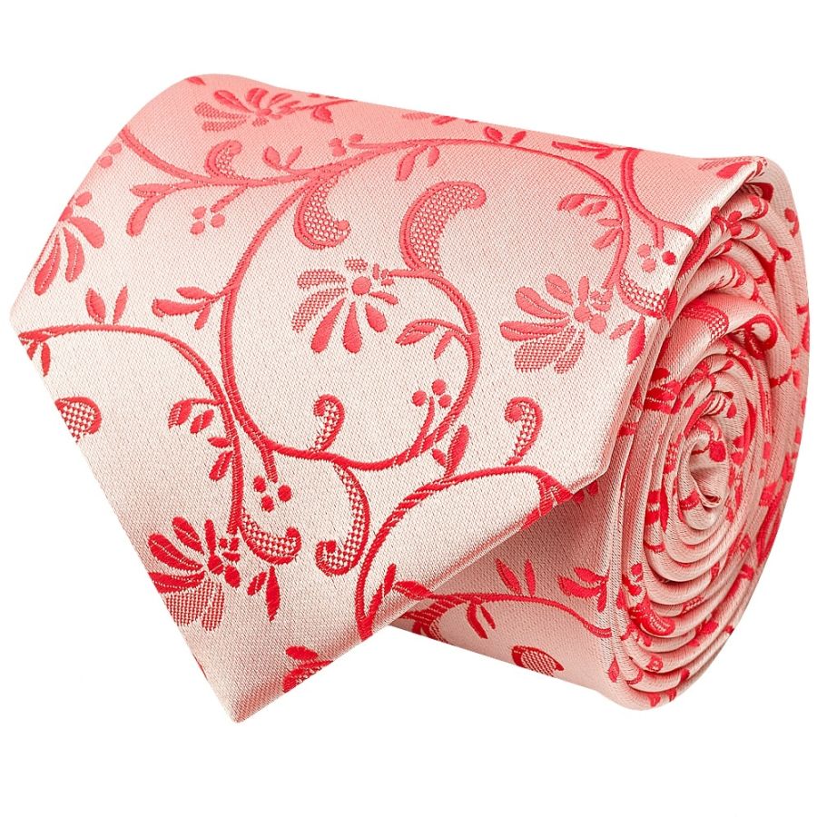 Coral Pink Floral Classic Men's Tie