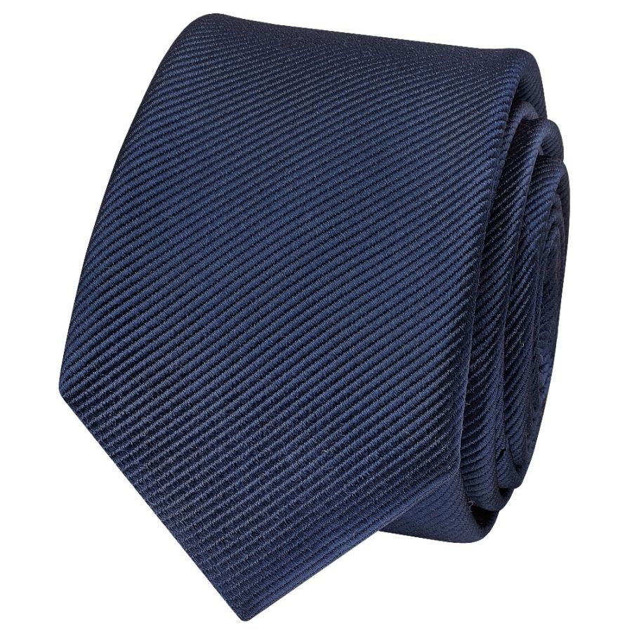 French Navy Silk Twill Skinny Mens Tie