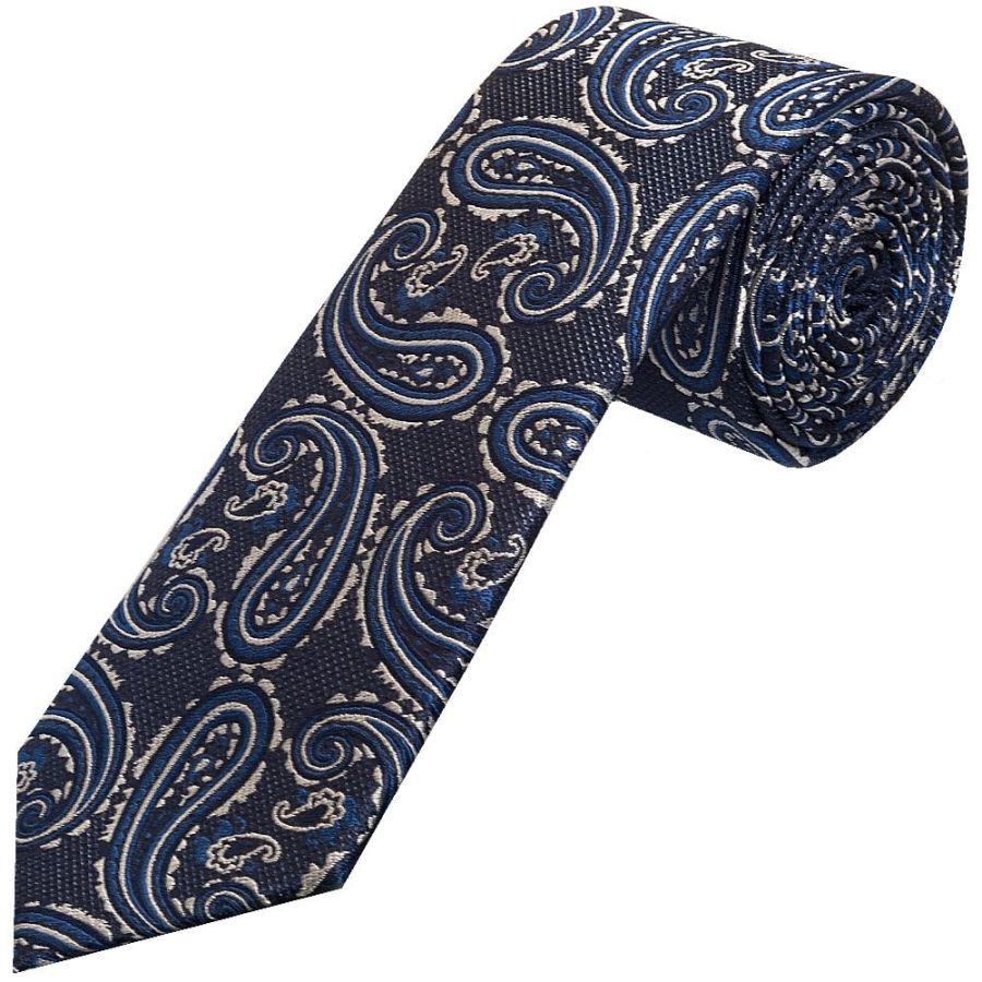 Navy Paisley Classic Men's Silk Tie