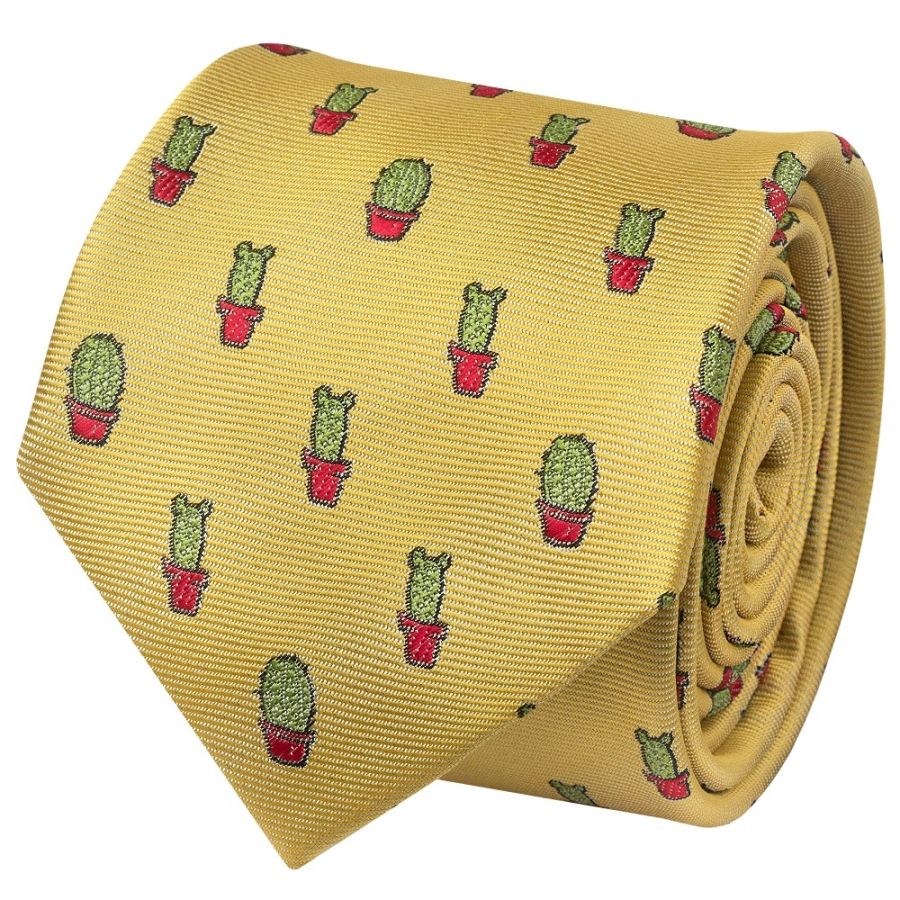 Slim Yellow Cactus Men's Tie