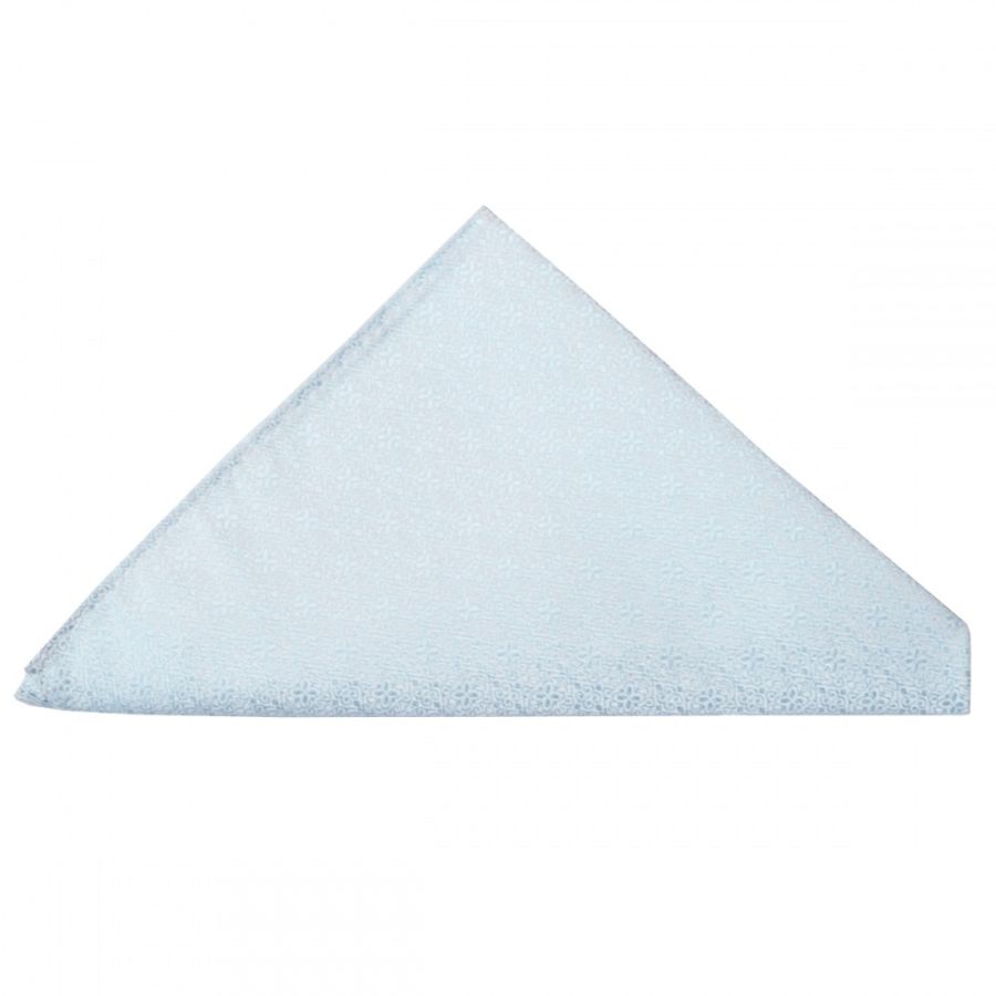 Light Blue Self Floral Textured Silk Pocket Square