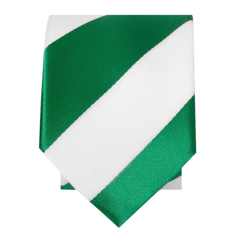 Green and White Striped Skinny Boys Tie